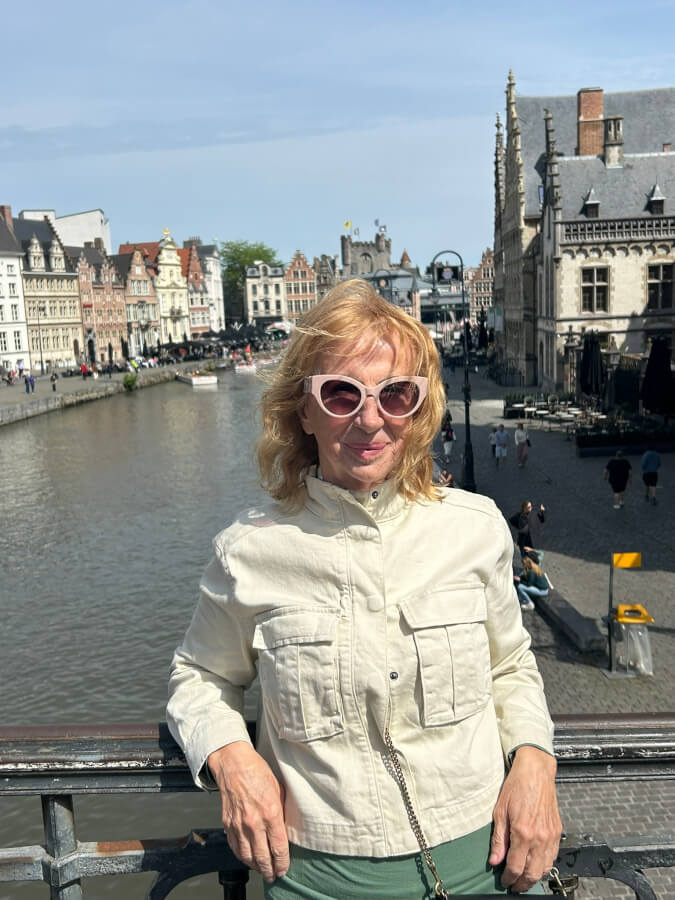 Antonina Duridanova in Europe next to a canal.