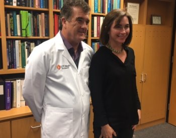 Dr. Peter Fox, UT Health San Antonio, with Liz Tullis, parent and MRI research coauthor