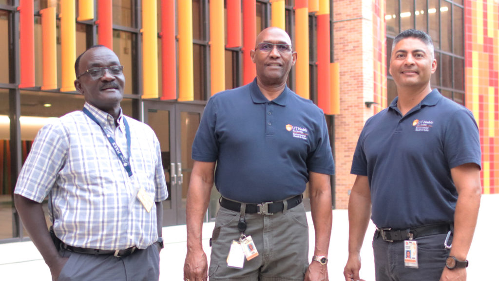 UT Health San Antonio Physical Safety: Emmanuel Buabeng, Carl Wellington, and Marcos Chavez