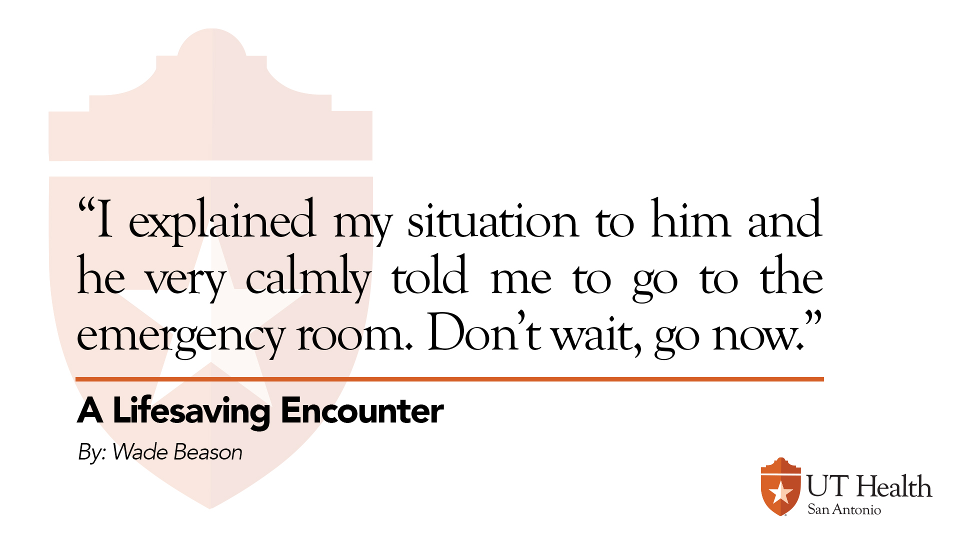 Image with quote from the article: “I explained my situation to him and he very calmly told me to go to the emergency room. Don’t wait, go now,”