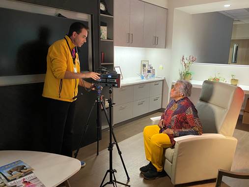 Patient interviewed by Jeremy Baker about clinical trials at Mays Cancer Center.