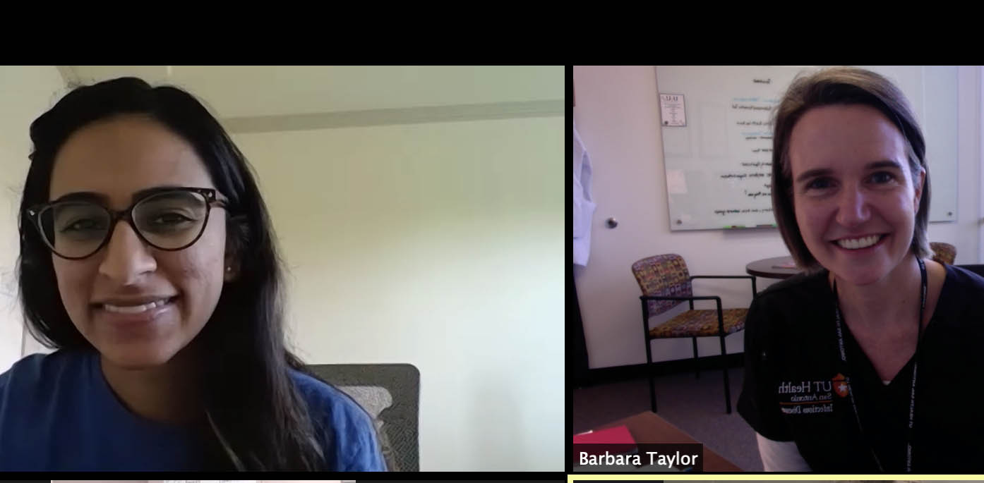 Two people on a Zoom call