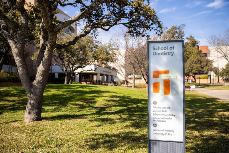 School of Dentistry sign on campus