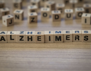 Alzheimer's written in wooden cubes on a table