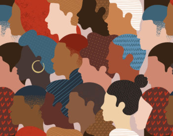 Illustration of a seamless pattern of many different people.