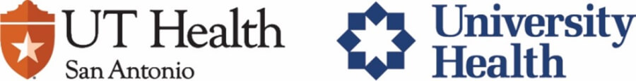 Logos of UT Health San Antonio and University Health