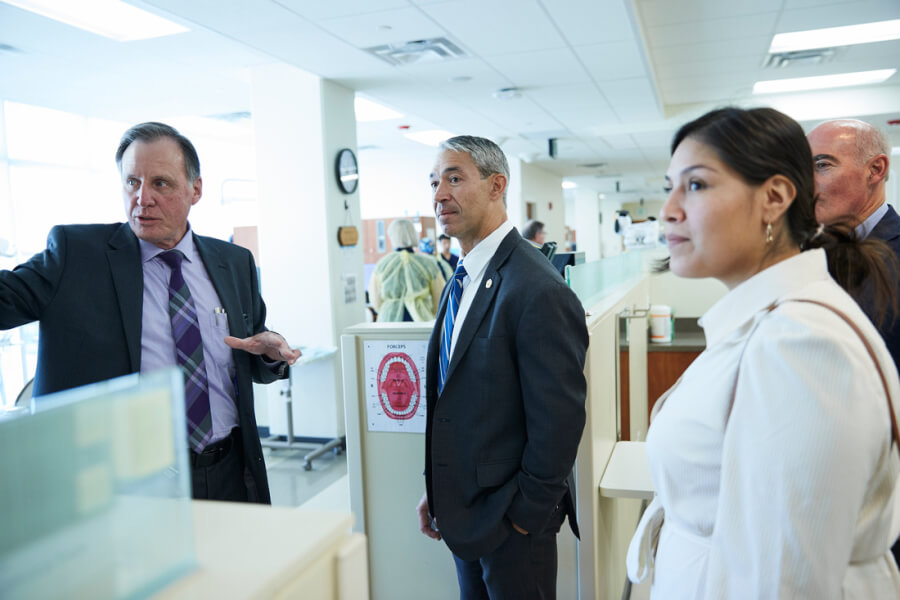 The delegation tours the patient care areas.