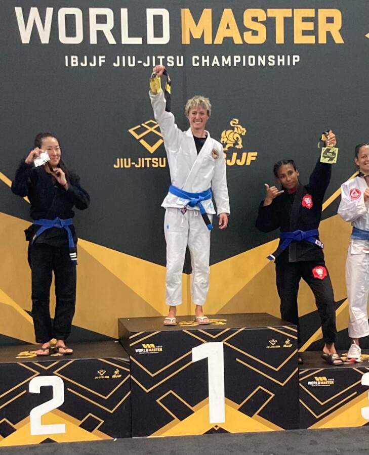 Gina Baxter, Master of Science in Speech-Language Pathology Class of 2024, won the gold medal in the blue belt, light-feather weight division of the 2022 Masters World Jiujitsu Championship.
