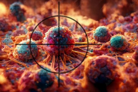 3D Rendering of a cancer cell - medical illustration