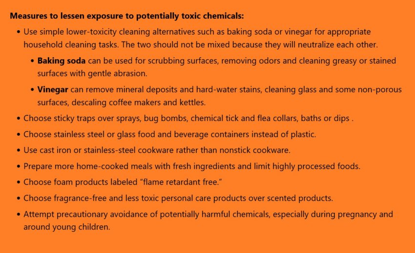 Chart detailing tips for limiting chemical exposure