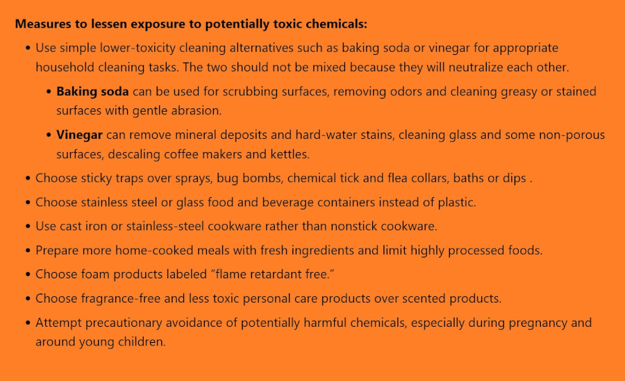 Chart detailing tips for limiting chemical exposure