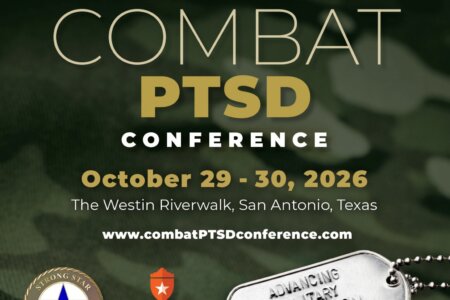 Combat PTSD Conference poster featuring the dates of the conference, Oct. 29–30, 2026