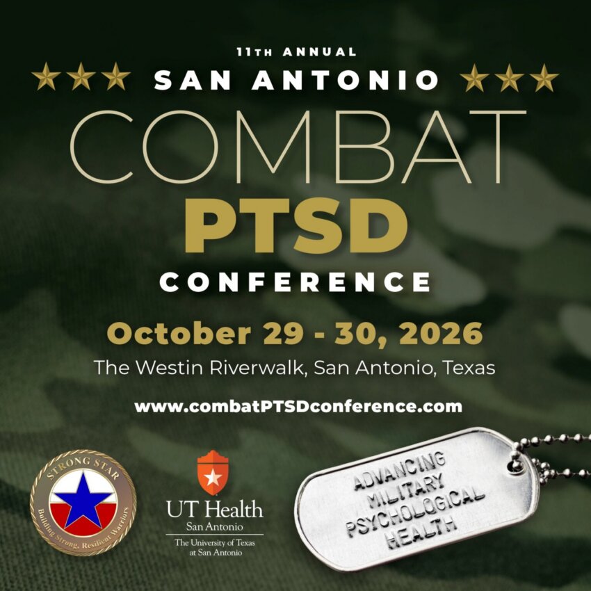 Combat PTSD Conference poster featuring the dates of the conference, Oct. 29–30, 2026